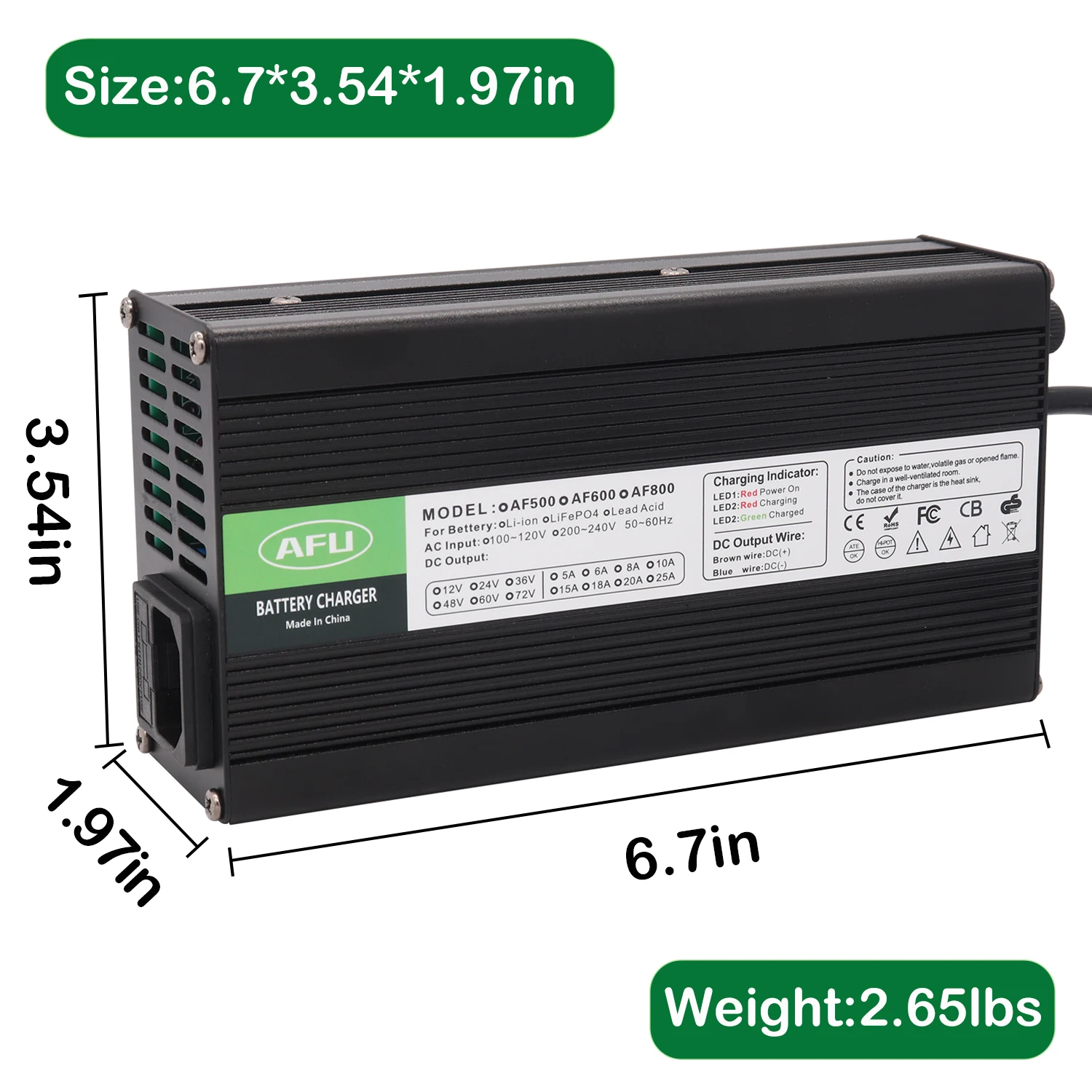 75.6V 5A Charger Smart Aluminum Case Is Suitable For 18S 66.6V Outdoor Lithium Ion Battery Safe And Stable