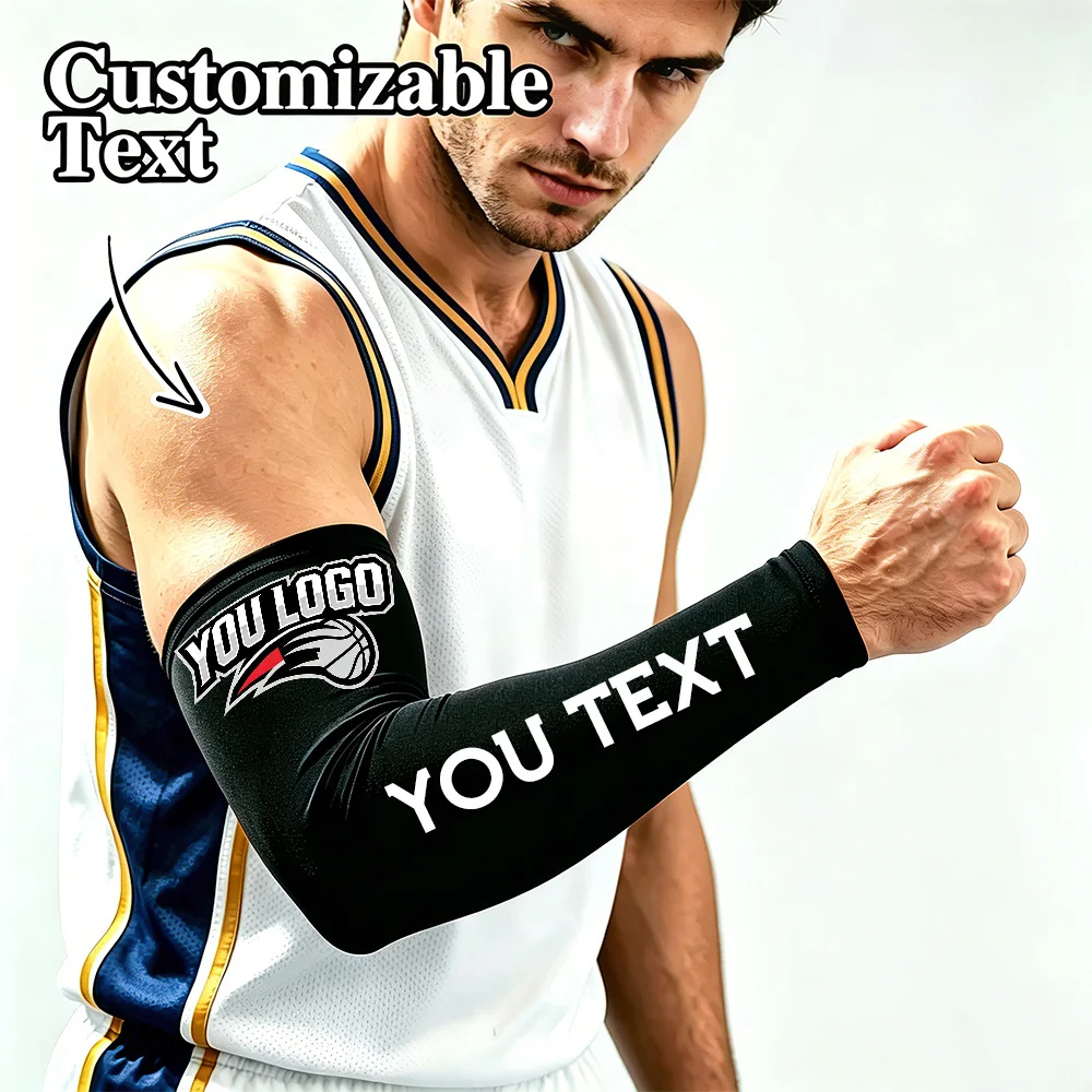 A Custom Personalized Sports Arm Sleeve, Customizable with Logo and Text, Personalized Text and Number Logo, Suitable for Basketball Shooting, Baseball, Football, Athletes, Men, and Youth, Cooling Tattoo Cover-Up for Men and Youth