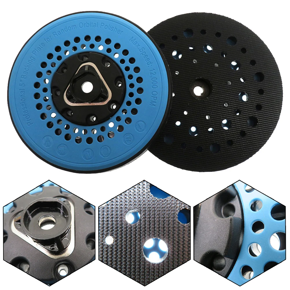 

5-Inch 125mm Sanding Pad With 49 Holes Ventilated Cooling Backing Pad For Orbital Sanders For Most Random Orbital Sanders