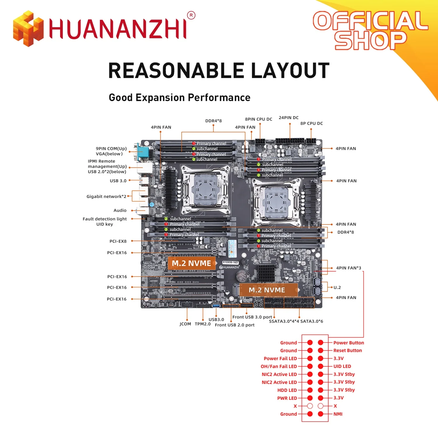 HUANANZHI X10X99 16D LGA 2011-3 XEON X99 Motherboard support Intel