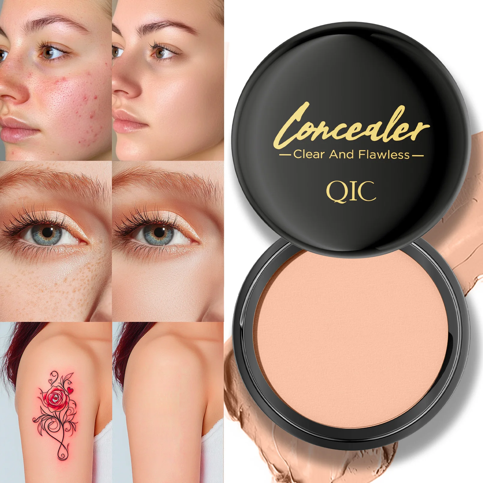 Corretivo hidratante para iluminar os olhos e creme de contorno, cobertura total, corretivo de olhos de longa duração e corretivo para uma maquiagem de aparência perfeita