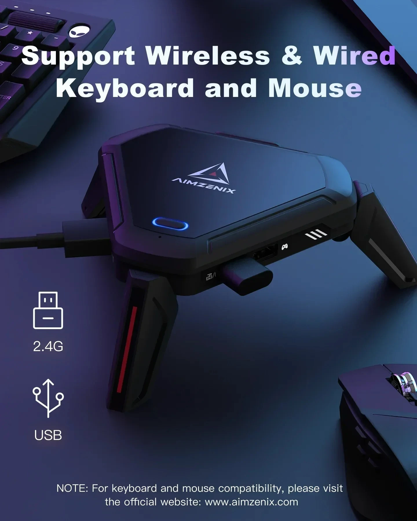 Адаптер клавиатуры и мыши AIMZENIX AX600 MONSTER Pro для PS5/PS4/Xbox Series X | S/Xbox One/Switch — поддерживает гарнитуру 3 5 мм мобильный Фото №6