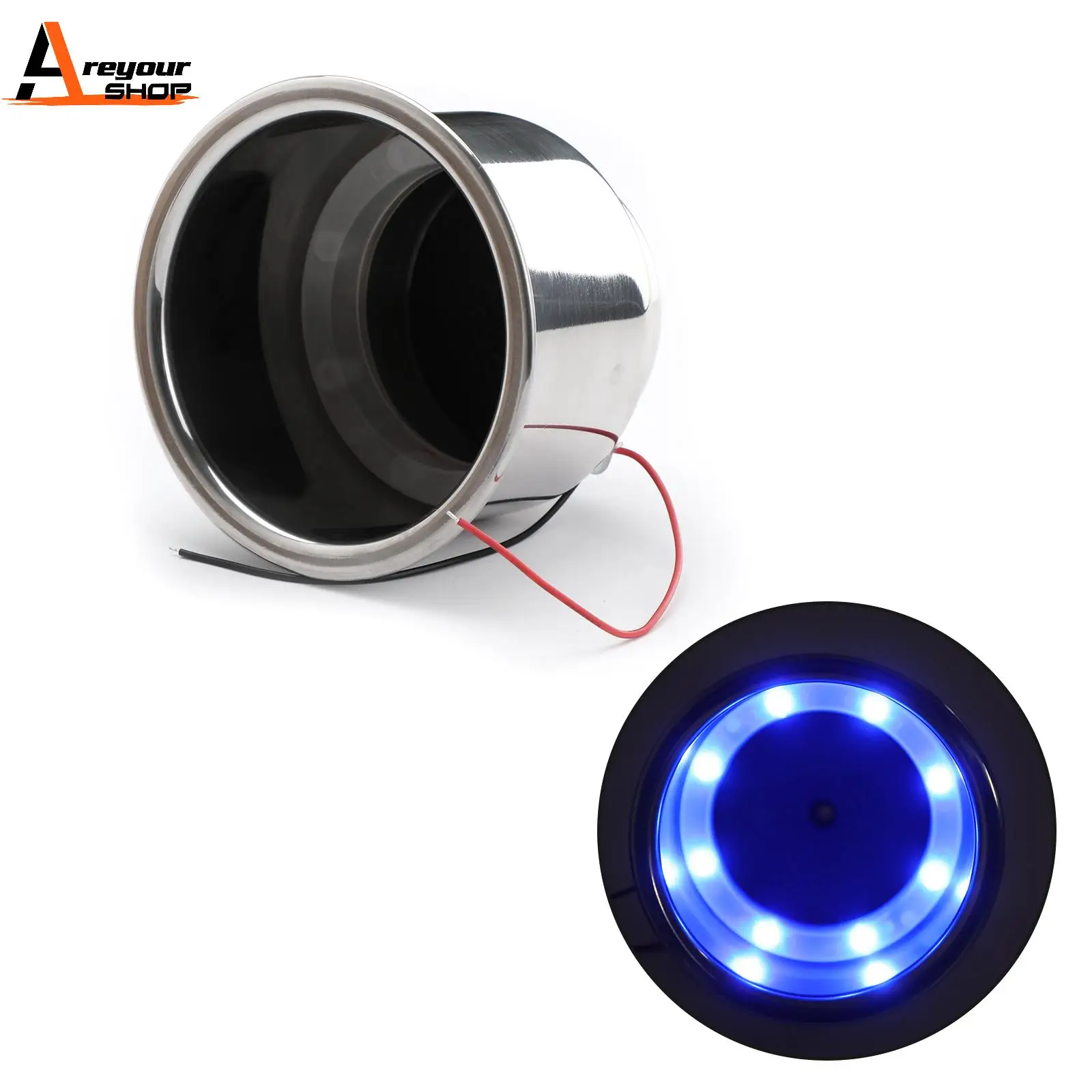 Areyourshop 8 LED Blue Stainless Steel Cup Drink Holder 12V Marine Boat Car Truck RV Boat Accessories Parts