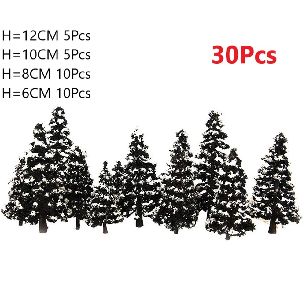 

30pcs Plastic Model Tree With Snow N Scale Building Park Garden Miniature Landscape Wargame Scenery Supplies 6/8/10/12CM DIY