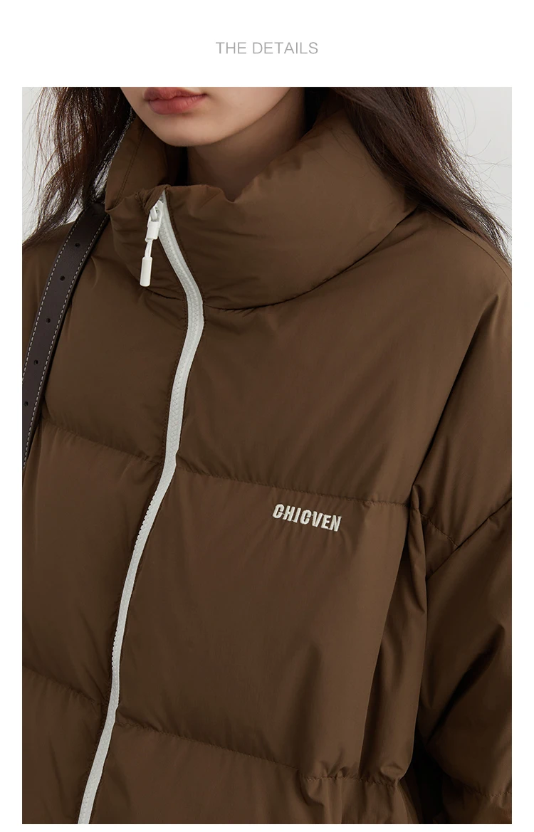 CHIC VEN Women Down Coats Streetwear Solid 90 White Duck Down Stand Collar Female Down Jacket Warm Ladies Overcoat Winter 2024