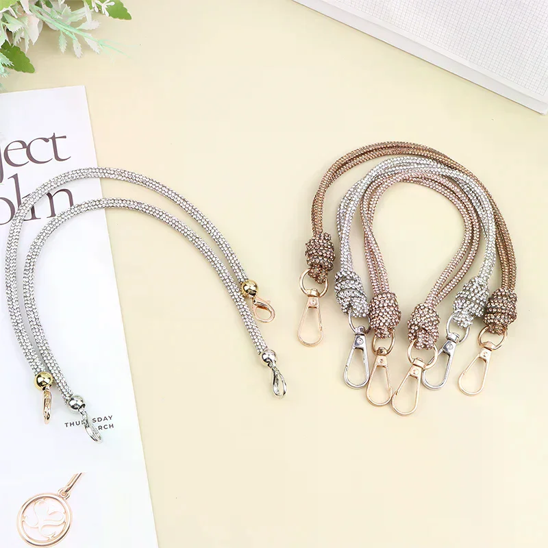 Women Stylish Handbag Chain Strap Embellished With Rhinestones Loop Knot Closure Suitable For Evening Casual DIY Wallet Making