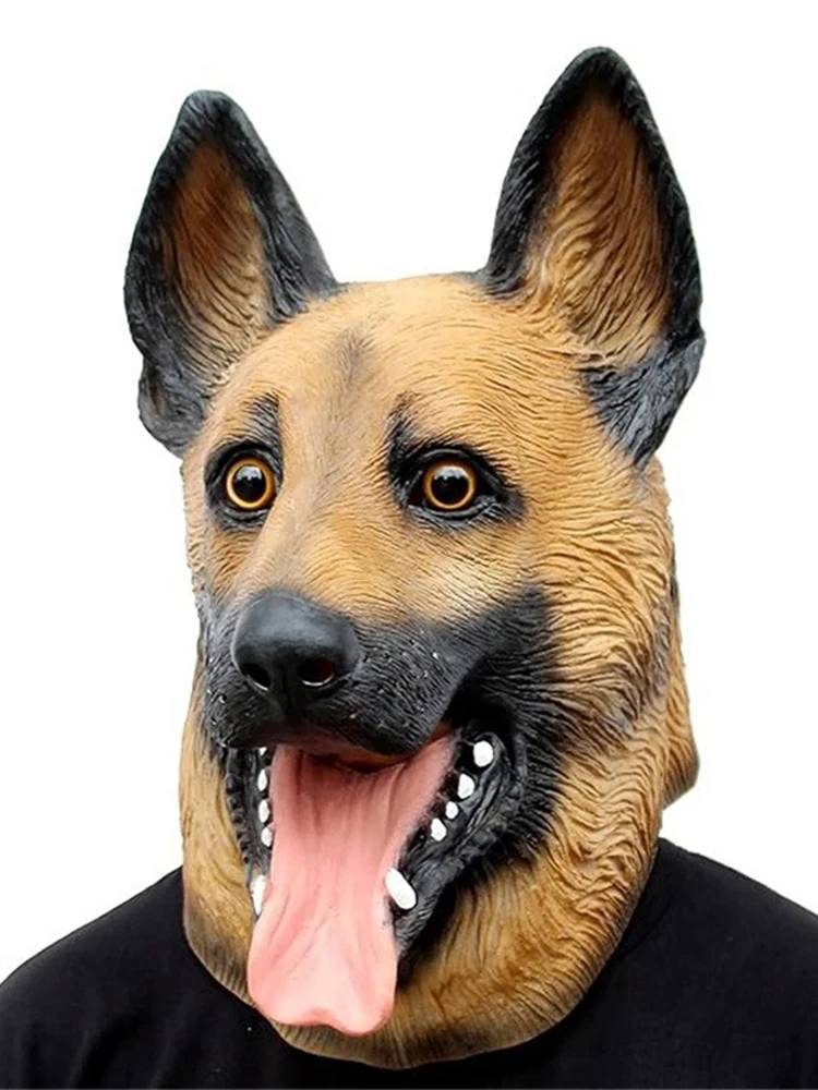 개 머리 마스크 할로윈 파티 개 의상 마스크 성인 코스프레 의상 라텍스 동물 머리 마스크 (독일 셰퍼드)