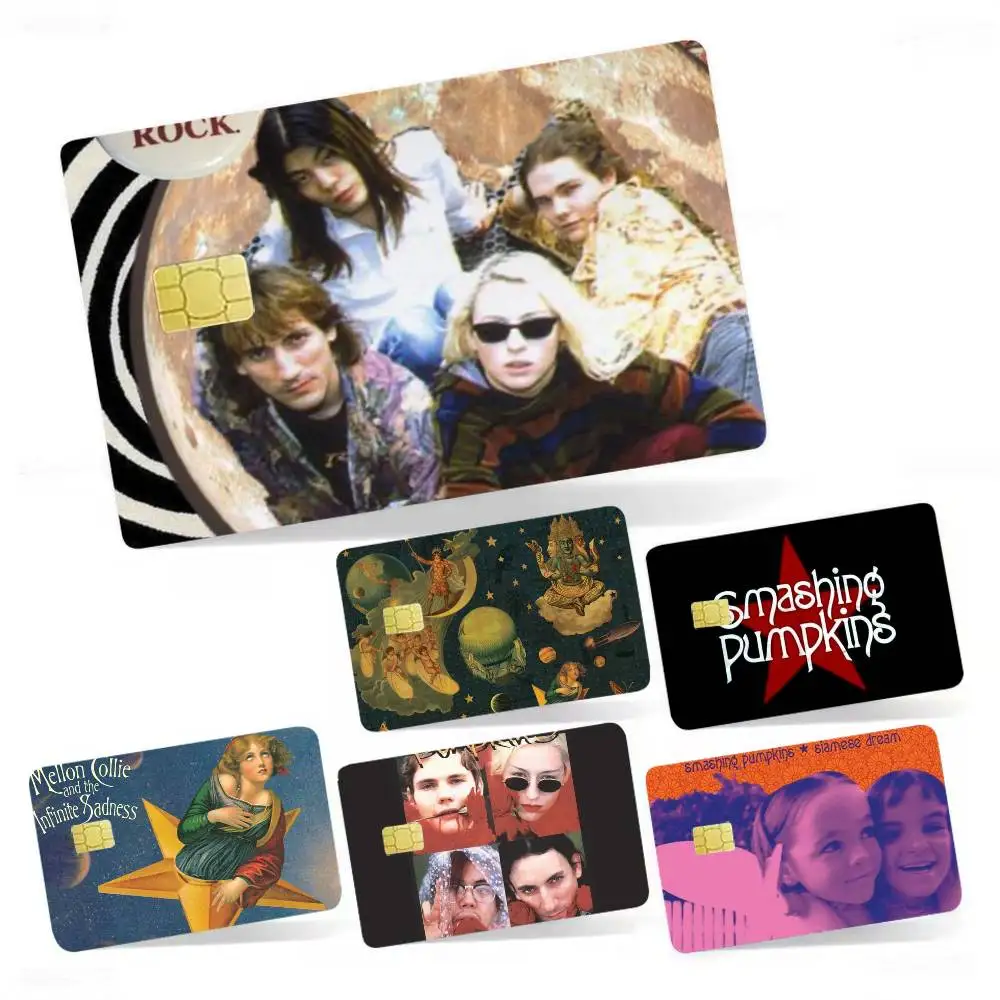 

S-Smashing Pumpkins Band 4pcs 1Set Laser Holographic Sticker Skin Cover for Credit Bank Debit Card
