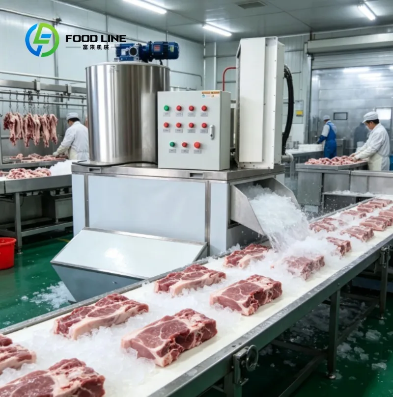 Flake Ice Machine Stainless Steel Ice Flaker Commercial Ice Maker for Restaurant Bar Seafood Cooling Storage Device