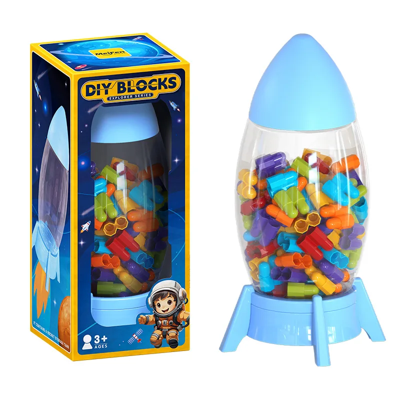 Rainbow Color Rocket Jar Storage Patchwork Building Blocks Gift Box Set Kindergarten Educational Indoor Toys 521528