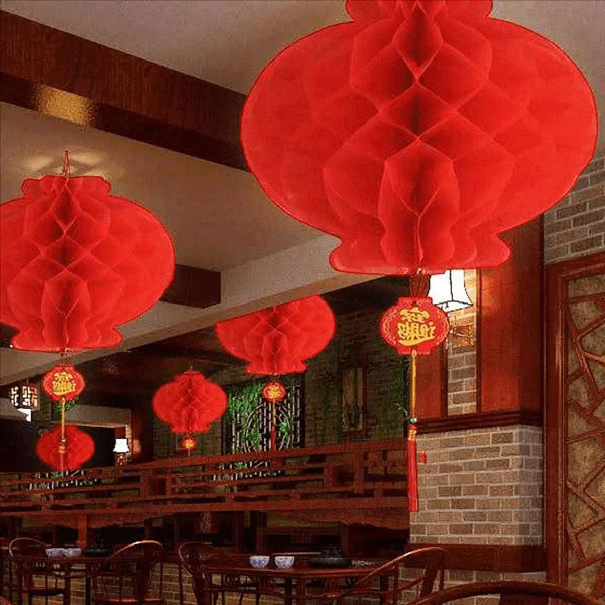 Stable- 40 PCS Chinese Lantern Decoration Foldable Waterproof Good Luck Chinese New Year, Spring Festival Supplies or Decoration