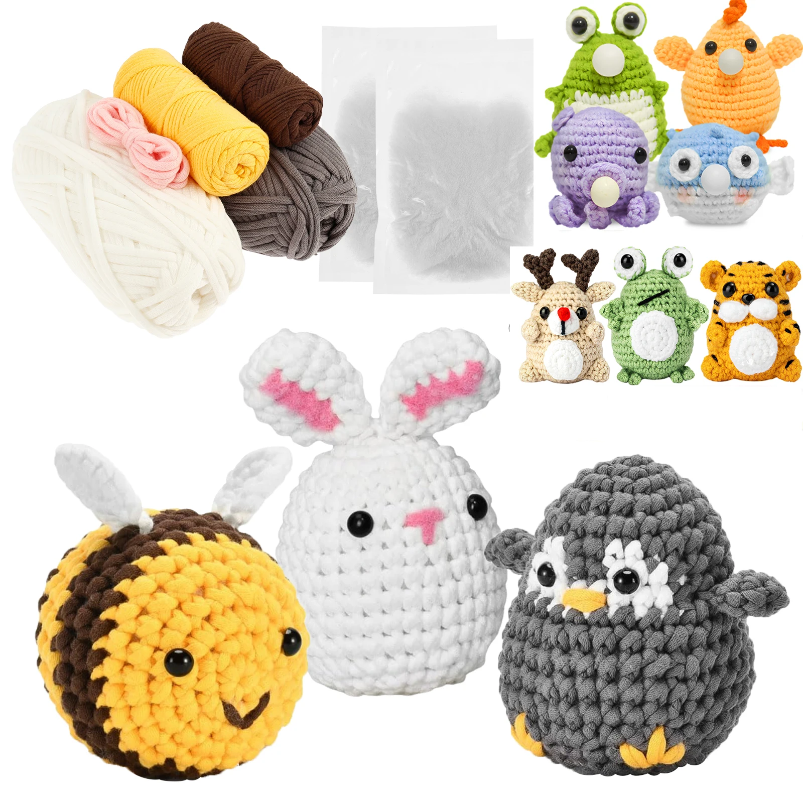 Wollgarn Niedliches Tier Häkelset Weihnachtsgeschenk Spaßiges DIY-Bastelset für Anfänger Häkelset für Bastelliebhaber Strickwerkzeuge