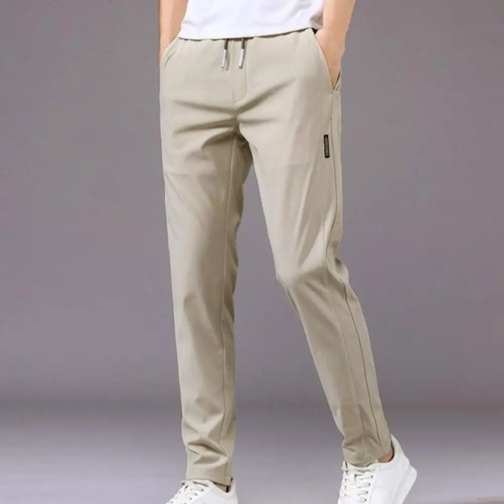 2024 Men Trousers Korean Side Pockets Straight-leg Pants Elastic Waist Casual Drawstring Men Pants Techwear moletom masculino