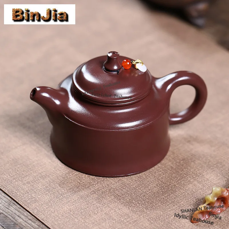 

340 мл подлинные чайники из фиолетовой глины Исин, горшок ручной работы с боковой ручкой, чайник из необработанной руды, грязевой чайник, чайный сервиз Zisha, посуда, подарки