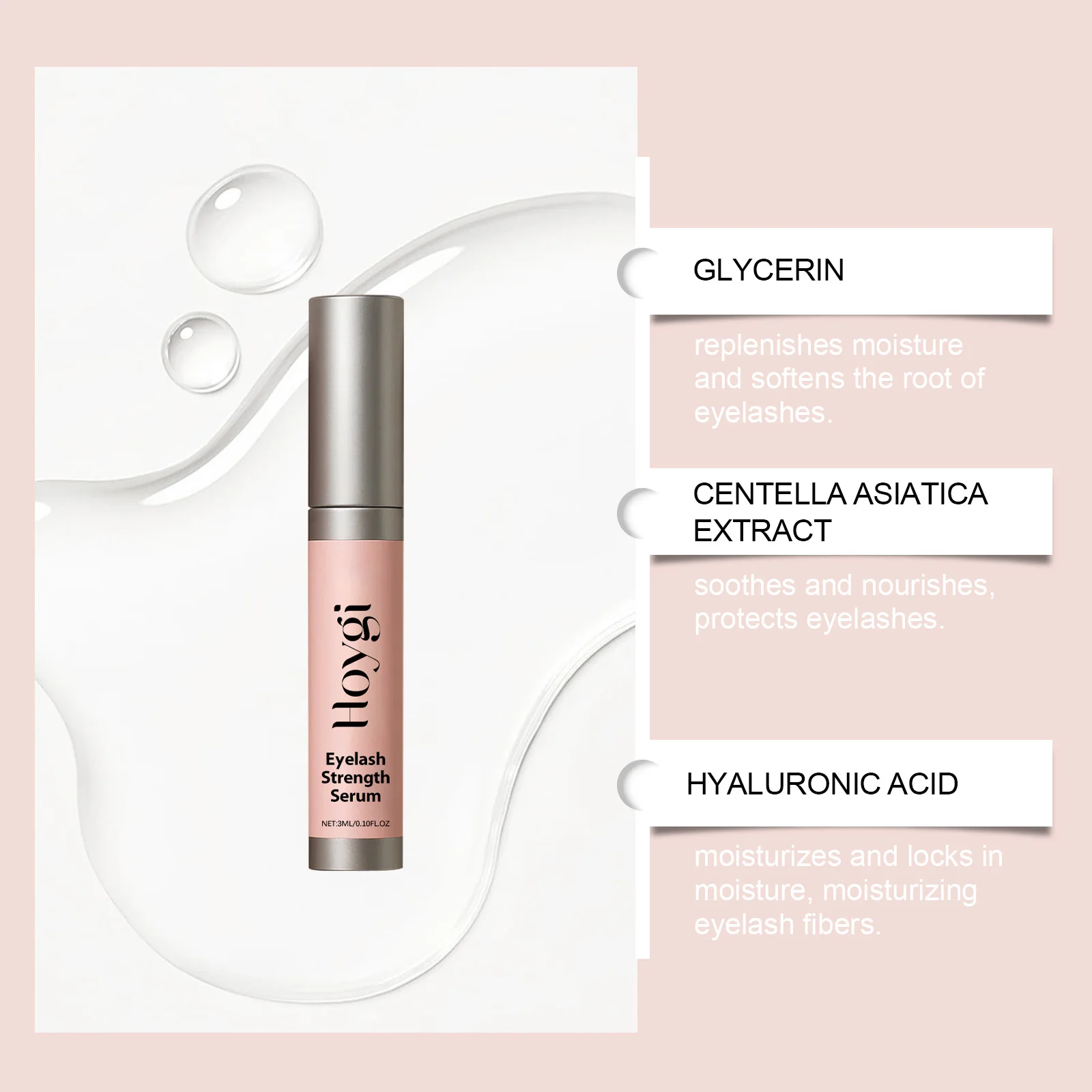 Le ciglia ricci nere jet nutritive liquide per ciglia Hoygi non sono facili da prendere di ciglia più lunghe e più spesse, cura degli occhi, trucco