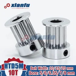 HTD5M Timing Belt Pulley 10 Teeth 5M Bore 5 6 6.35 7 8mm Aluminum HTD 10T Synchronous Wheel For Sync Width 10/15/20mm 5M Keyway