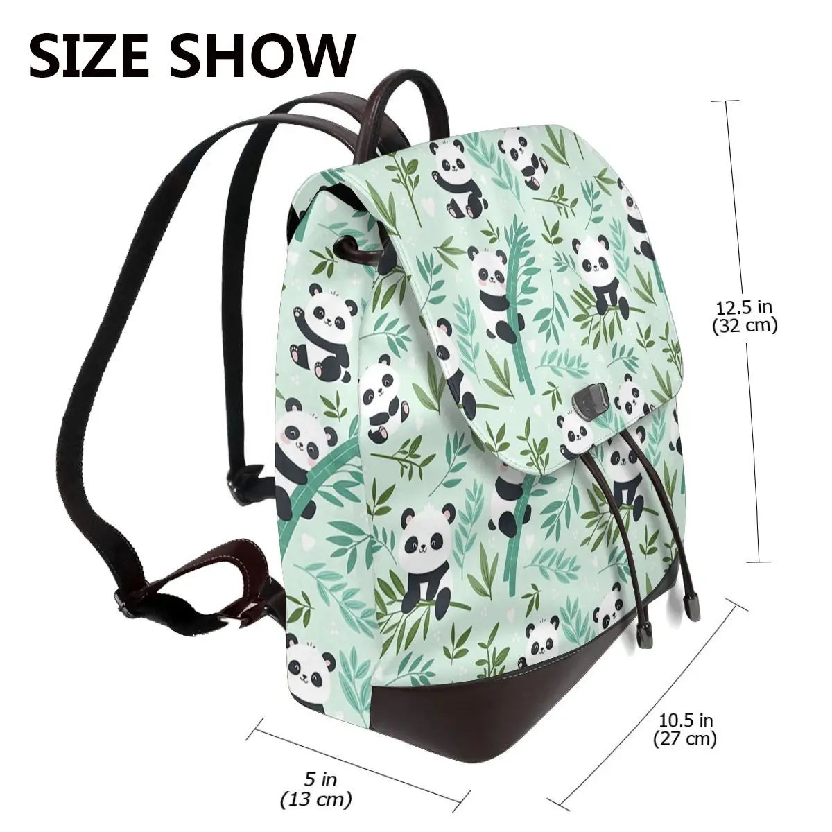 Cartoon Panda And Bamboo Pattern Bookbag School Student Bags Hiking Travel Daypack for Women Fashion Derma Backpack