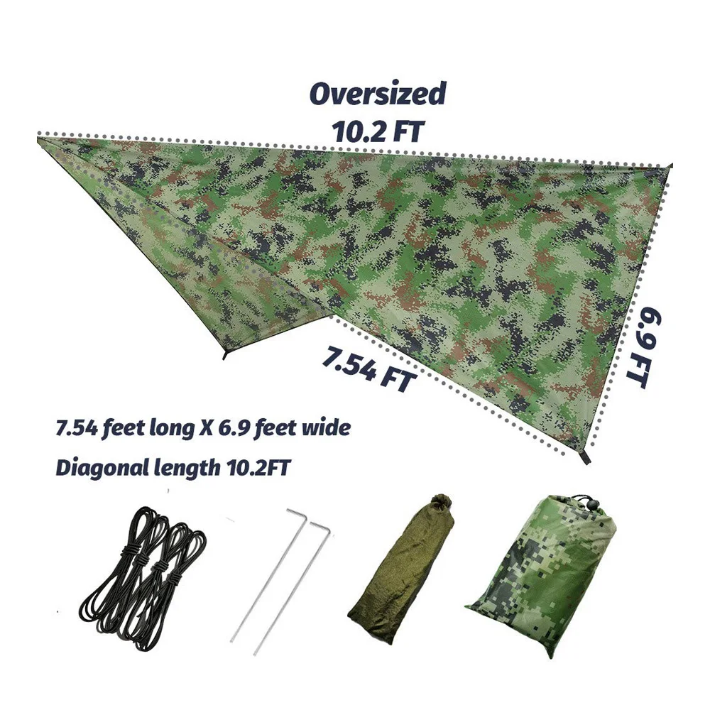 Camping Hammock With Rain Fly Tarp And Mosquito Net Tent Tree Straps Portable Single Double Nylon Parachute Hammock For Travel