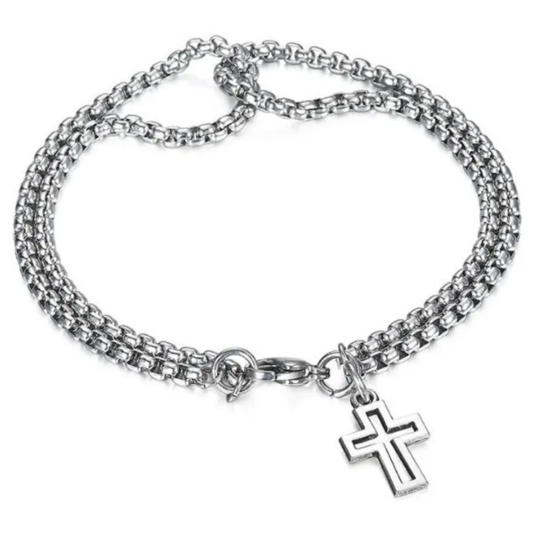New Titanium Steel Cross Bracelet Hip Hop Versatile Cold and Trendy Men\'s Bracelet