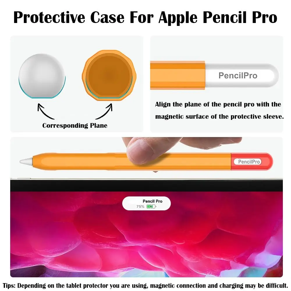 Kolorowy silikonowy pokrowiec na rysik do tabletu Apple Pencil Pro Touch Screen Pen Etui ochronne Antypoślizgowa, odporna na wstrząsy obudowa