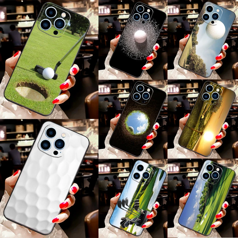 Sport Golf Ball Course Field Phone Case For iPhone 16 15 14 11 12 13 Pro Max 13 Mini X XR XS Max Plus Silicone Back Cover