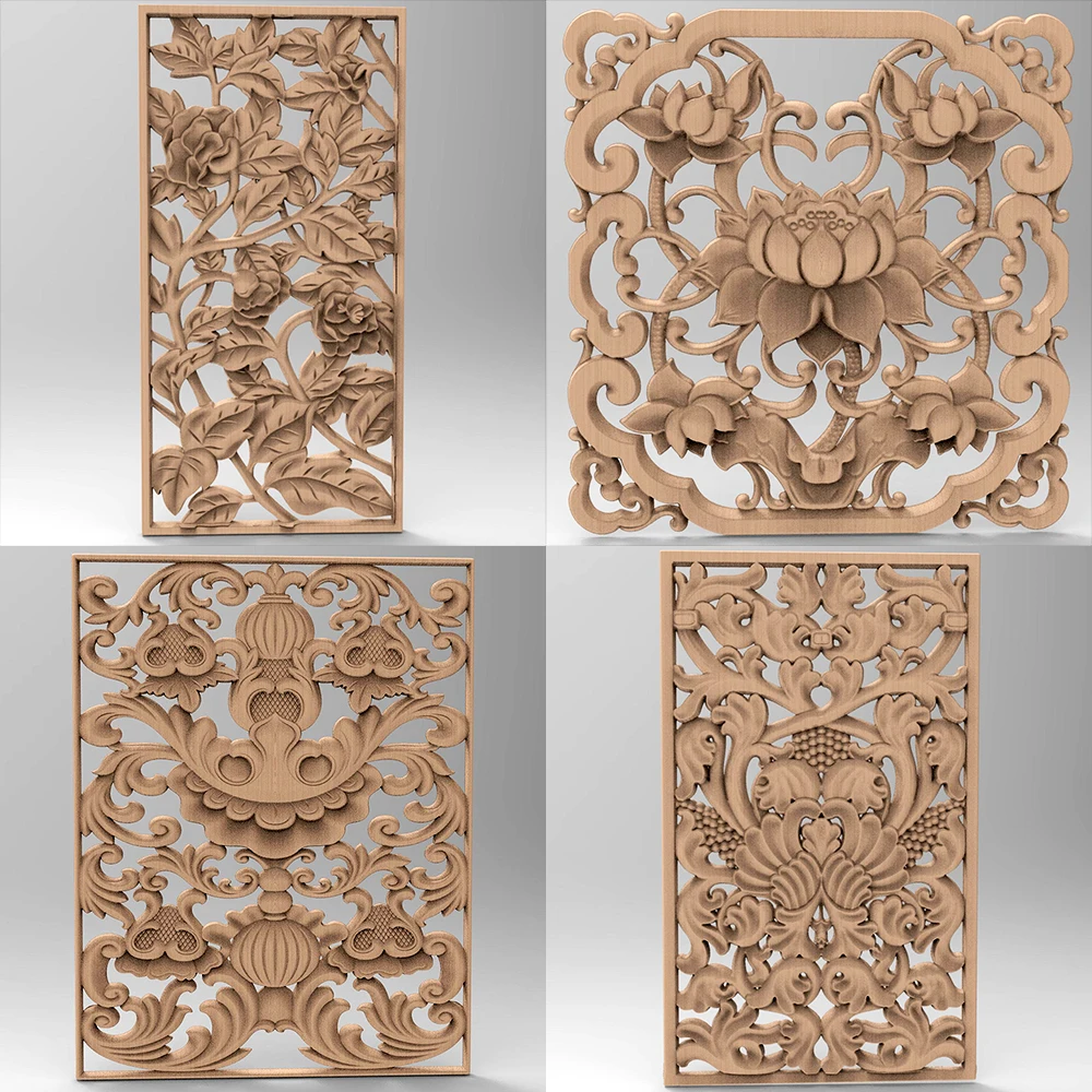 نماذج STL ثلاثية الأبعاد زهور نمط مربع لجهاز التوجيه باستخدام الحاسب الآلي ، Artcam ، أسباير ، Cut3d ، الإغاثة ، 8 قطعة