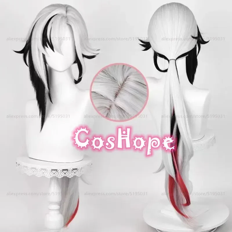 Fontaine Arlecchino Cosplay Wig Long Silver White Black Wig Cosplay Anime Wigs Heat Resistant Synthetic Wigs