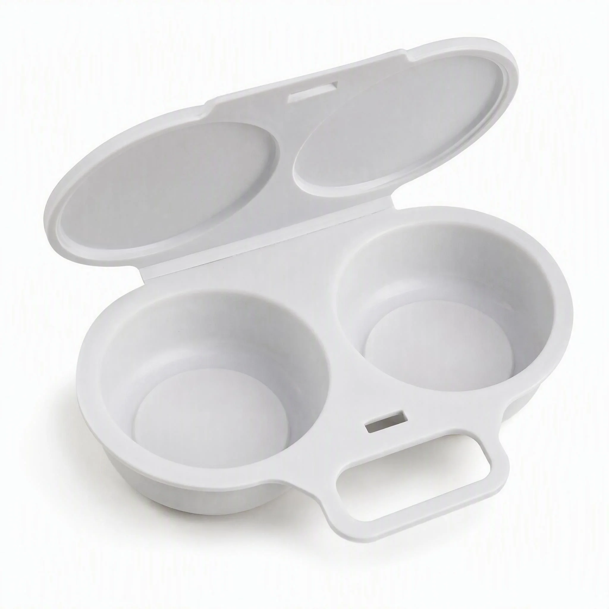 2-Cavity Microwave Egg Poacher, Food-Grade PP Egg Cooker at Once with Splatter-Proof Lid, Perfect for Quick Breakfast