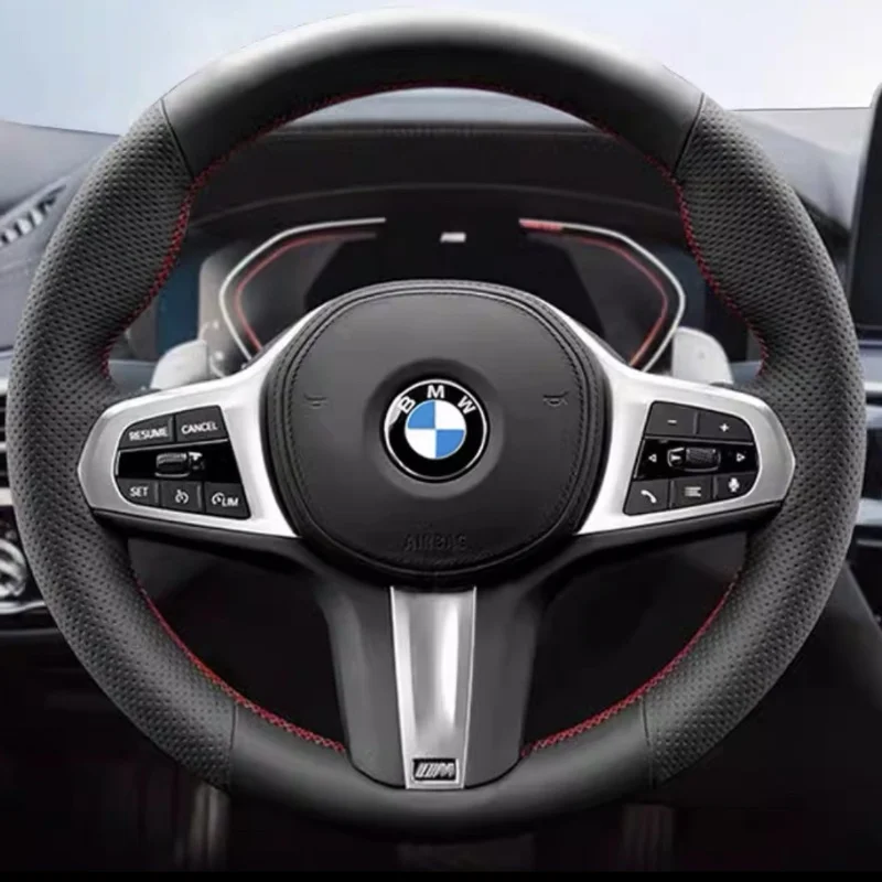 Steering Wheel Cover For BMW 3 Series 320li 5 Series X1 X3 X5m Leather Hand-sewn Braid Anti-skid Auto Interior Accessories