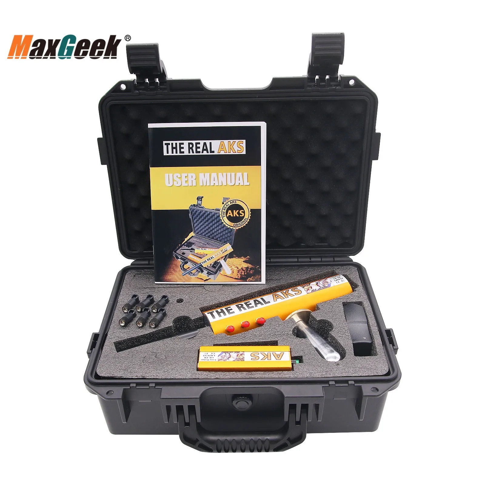 Maxgeek The Real AKS Long Range Professional Metal Detector 6 Antennas Underground Gold Detector Search Range 1200M Depth 14M