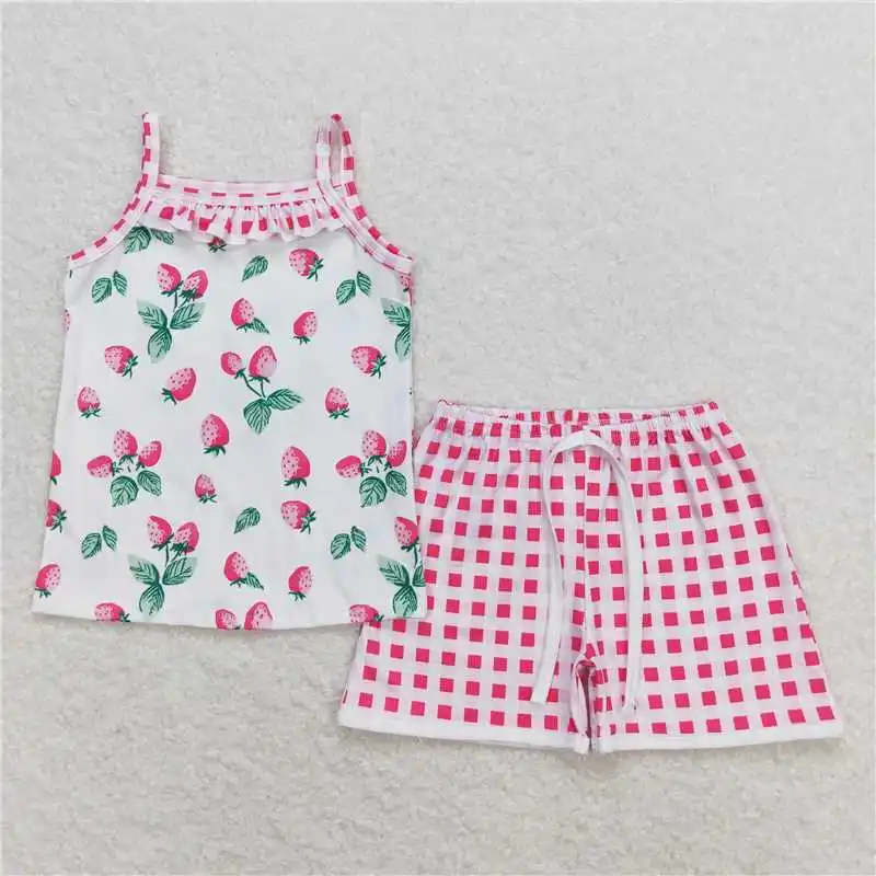 wholesal hot sale western boutique clothing baby girls clothes Orange polka dot white sleeveless striped shorts outfits