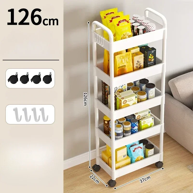 Household Multi-layer Small Cart Storage Rack Floor To Floor Kitchen Bedroom Bathroom Storage Rack