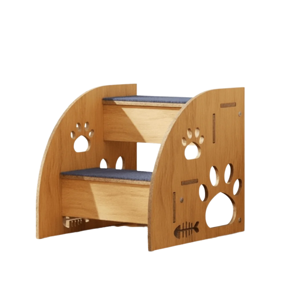 

Pet Ramp Non-Slip Wooden Dog Stairs Safety Railing Sturdy Pet Staircase Removable Wear-Resistant Pet Steps for Cats and Dogs
