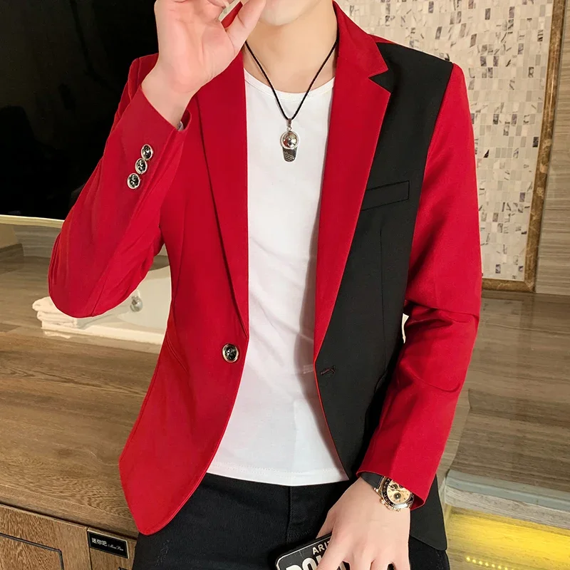 Marynarka męska Slim Fit 2024 Jesień Nowy Gorący Garnitur Marynarka Casual Streetwear Marynarka Masculino Moda Formalna Marynarka Hombre Odzież Męska