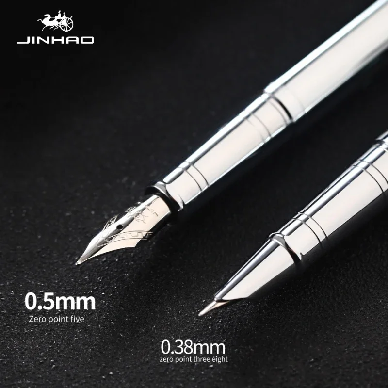 Jinhao 126 Fountain Pen All Steel Luxury Executive Pens 0.5mm/0.38mm Nib Ink Pens Writing Office School Supplies Stationery