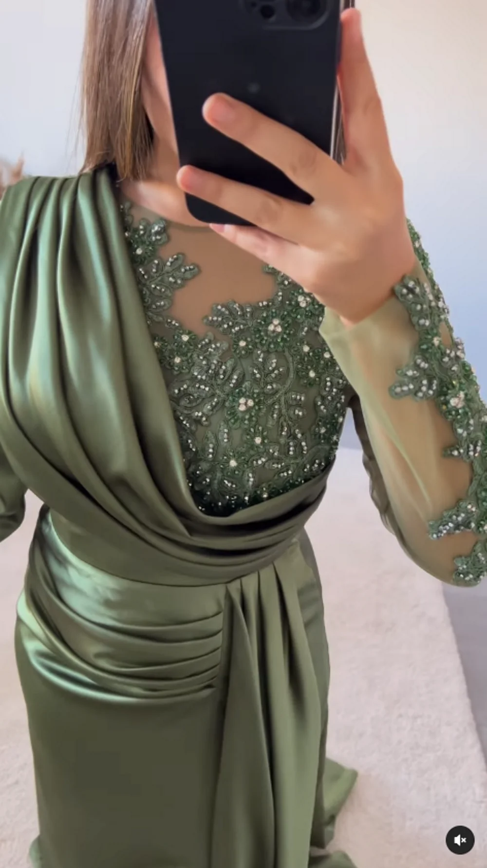 High Split Elegant O-Neck Sexy Pleated Appliques Mermaid Evening Gown Custom Made Formal Party Dress Puffy Sleeves Prom Dresses