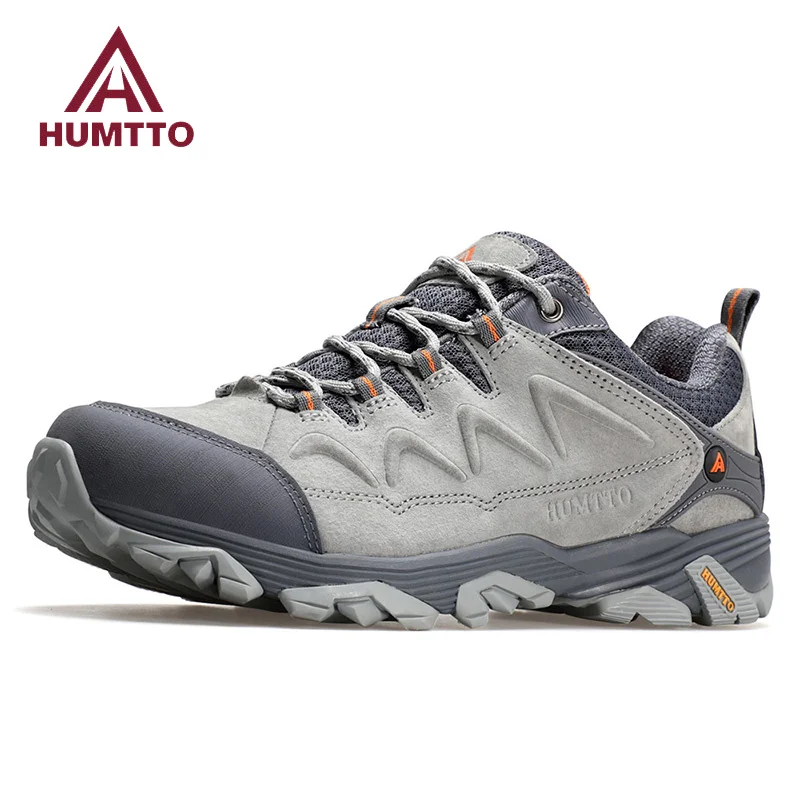 

HUMTTO Hiking Shoes Genuine Leather Men's Sports Shoes Non-slip Winter Outdoor Safety Sneakers Breathable Trekking Boots for Men