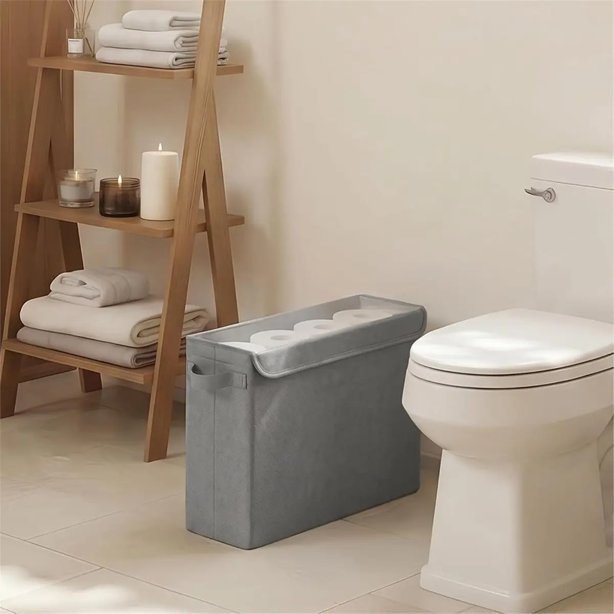 Toilet Paper Storage Basket,Toilet Paper Storage with Lid,Hold 12 Regular or 9 Large Rolls,Toilet Tissue Holder Basket A