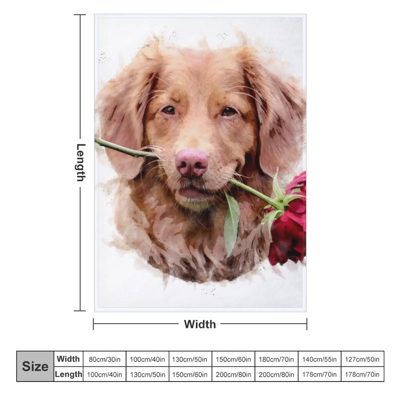 Nova Scotia Duck Tolling Retriever with rose Watercolour - Happy Valentine’s Day Throw Blanket Vintage Single Blankets