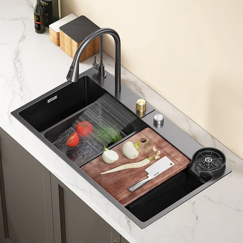 

Rainfall Style 304 Stainless Steel Kitchen Sink Left Drain Large Bowl Double Basin Pro Kitchen Sink Stainless Steel Sink