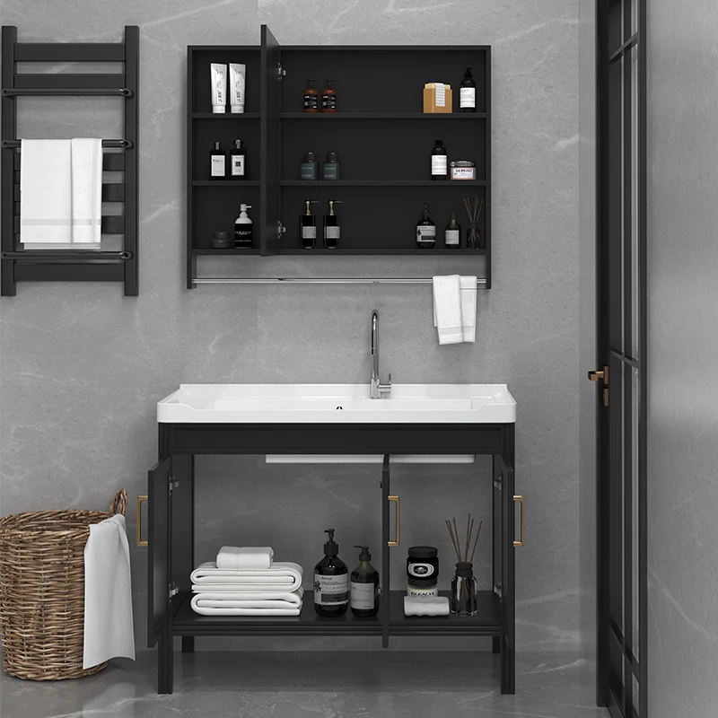 

Cheaper Price Durable Modern Luxury Aluminium Bathroom Cabinet Vanity Wall-Mounted Wooden Panel Mirror Water Resistant Easy