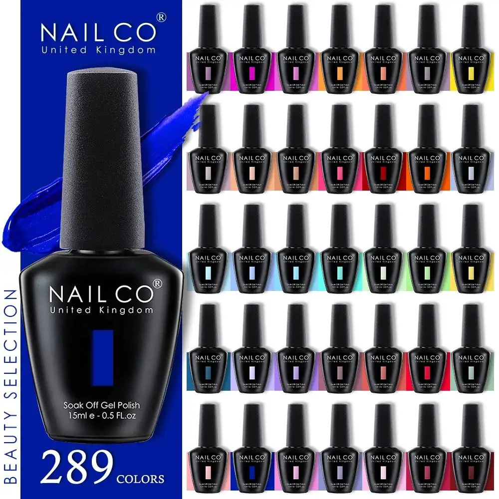 NAILCO 15ml Smalto gel per unghie serie nera 333 colori Blu UV e LED Smalto gel Nude Red Soak Off Semi permanente Smalto gel per unghie UV