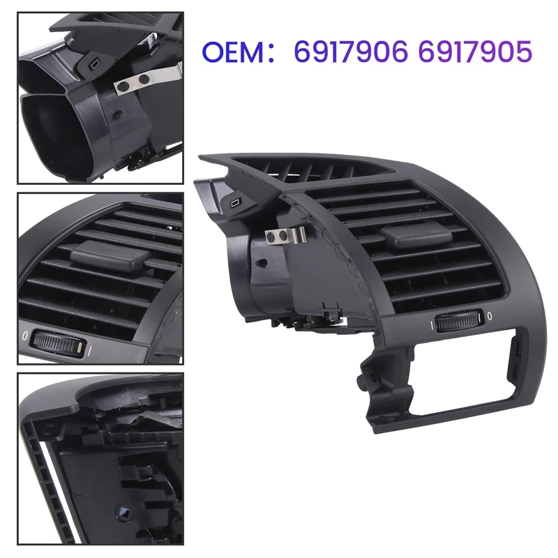 

Car Front Lrft + Right Air Vent Outlet Without Cup Holder For BMW Z4 E85 E86 2002-2008 Black 6917906 6917905