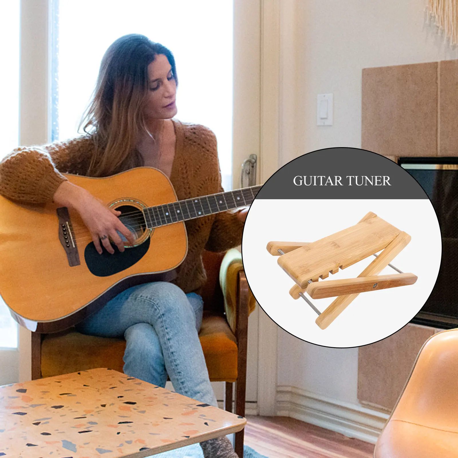 

Pedicure Stool Bamboo Adjustable Folding Foot Support Home Salon Use Nail Art Pedal Manicure Footrest Guitar Foot Pedal