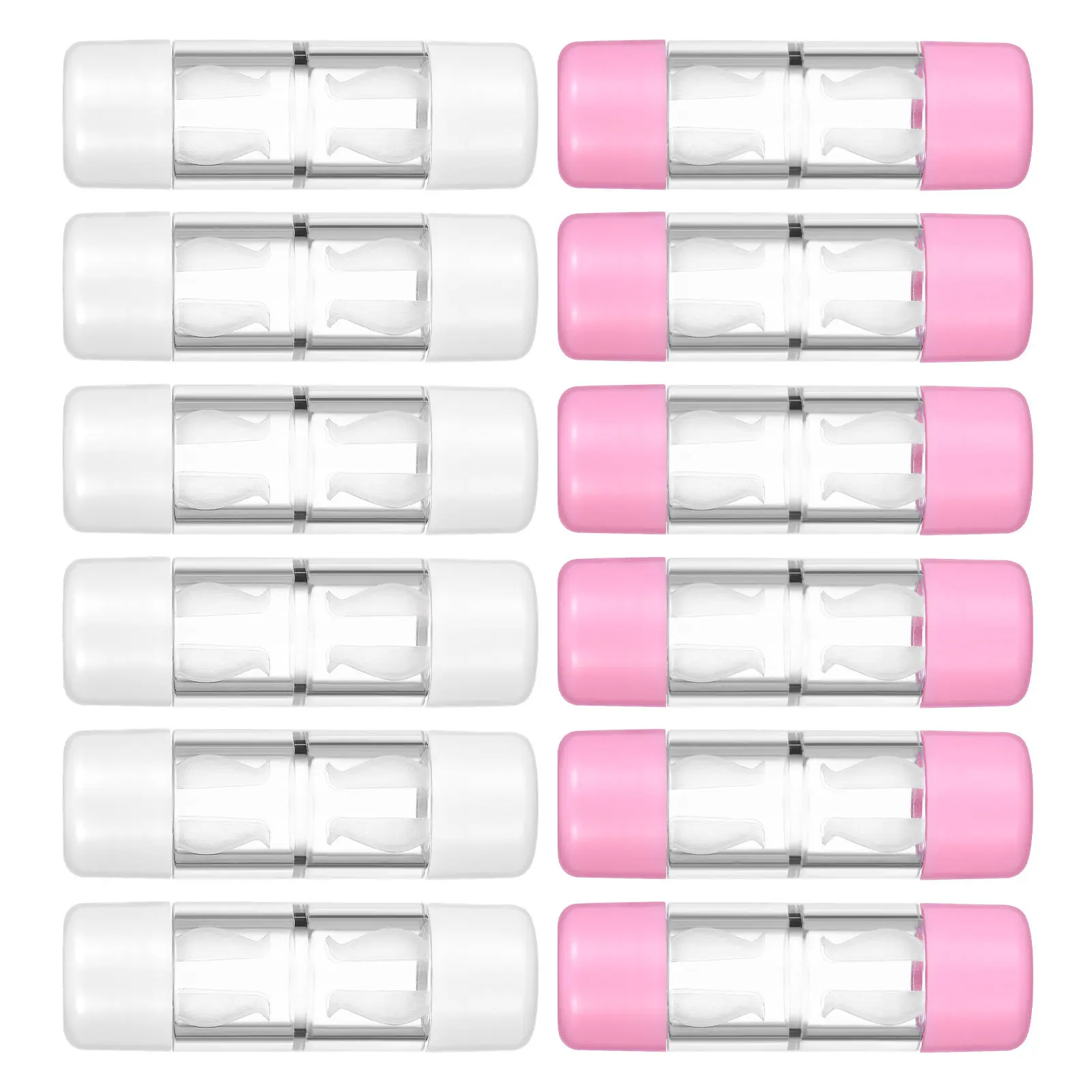 12Pcs Contact Lens Case Leakproof Portable Travel Hard Protective Storage Box Compact Daily Rigid Gas Permeable Lens Holder Pink