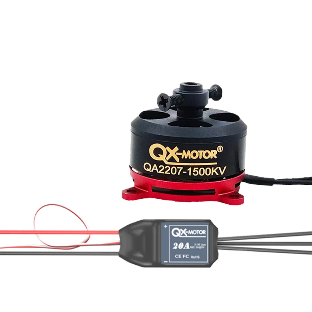 QX-MOTOR QA2207 1500KV محرك معدني بدون فرشاة مع 20A ESC لطائرة RC بدون طيار طائرة ثابتة الجناح KT F3P