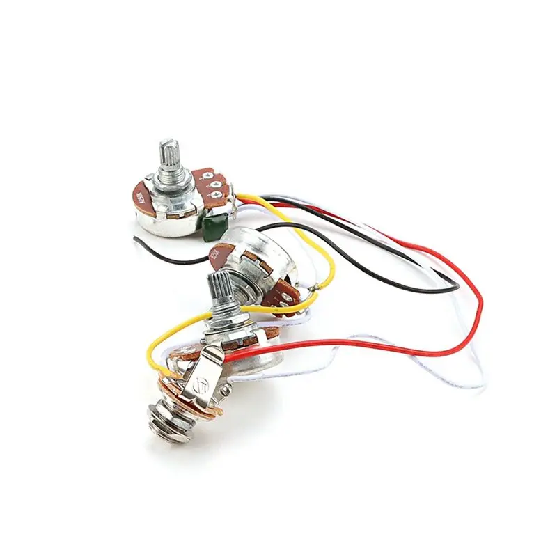 TUREBG Bass Wiring Kit Tone Volume Control Harness A250K B250K Pots Socket Potentiometers for Jazz Bass Guitar Accessories