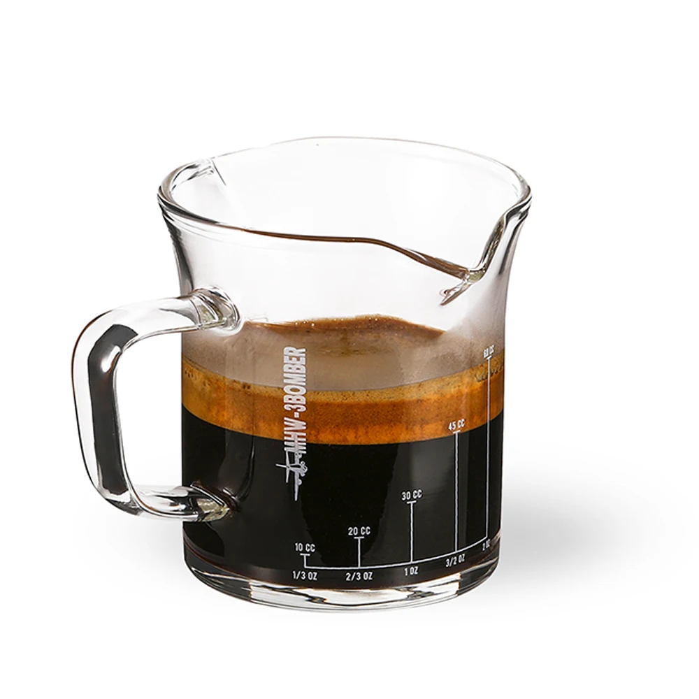 Double Spouts Coffee Measuring Cup 80ML Clear Espresso Shot Glasses with Handle Pitcher Milk Cup Kitchen Measuring Accessories