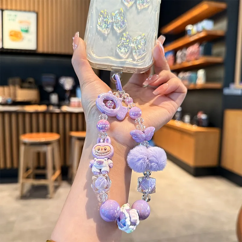

Kawaii Labubu Keychains Mobile Keychain Chain Girl Cartoon Labubu Plush Bag Hanging Decoration Gift Children Toys Outdoor Fun