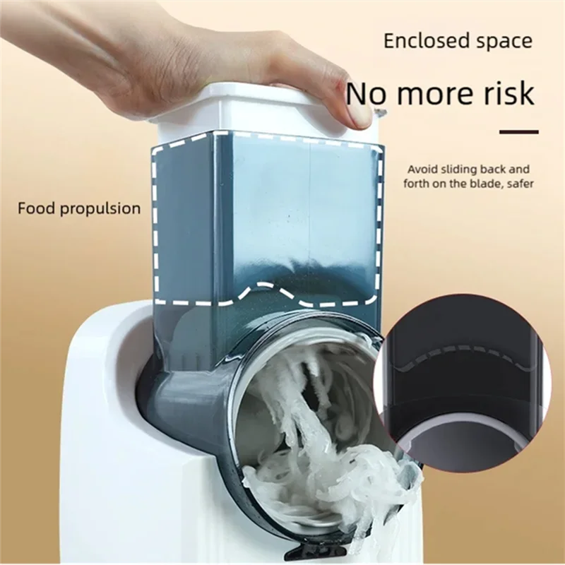 

B07B-Multi-Function Electric Vegetable Cutter Household Kitchen 50W Auto-Feeding Vegetables Slicer Shredder